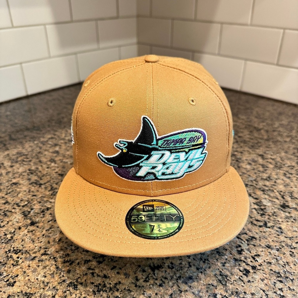Tampa Bay Devil Rays New Era 59FIFTY Fitted Hat 7 1/4 Tan Inaugural 1998 New